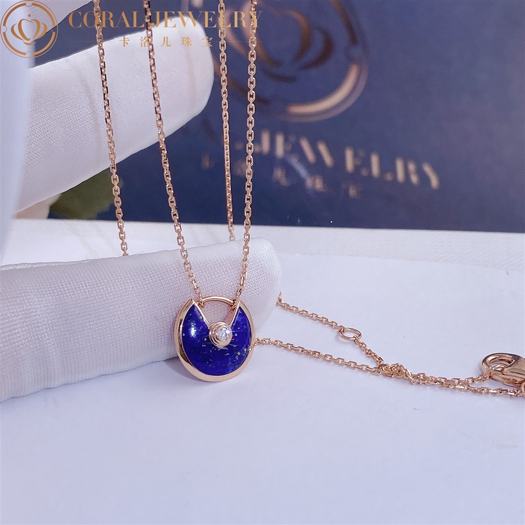 Cartier Amulette De Cartier Necklace XS Rose Gold, Lapis Lazuli, Diamond B3153108