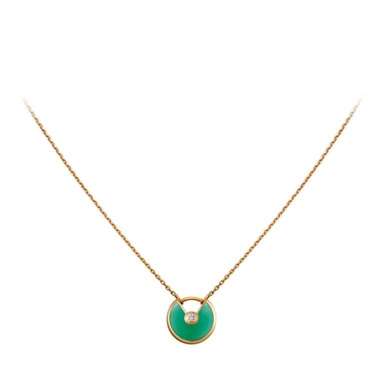 Cartier Amulette De Cartier Necklace Xs Yellow Gold Chrysoprase Diamond B7224520 Coral (1)