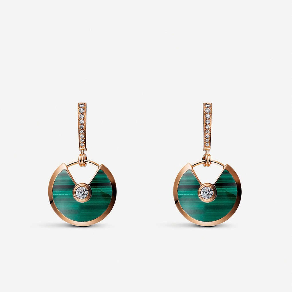 Cartier Amulette De Cartier Earrings Malachite Rose Gold Coral (1)