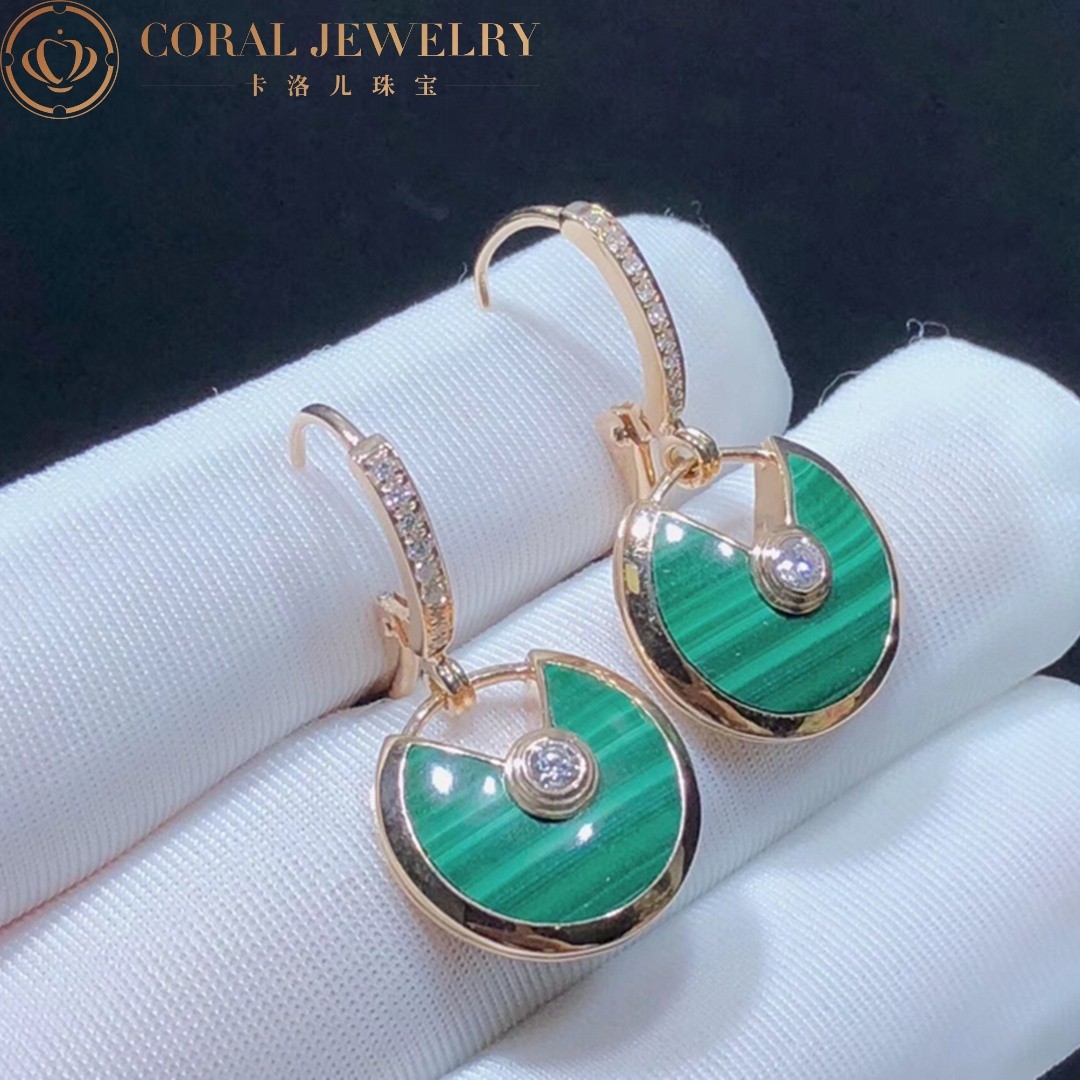 Cartier Amulette De Cartier Earrings, Malachite Rose Gold