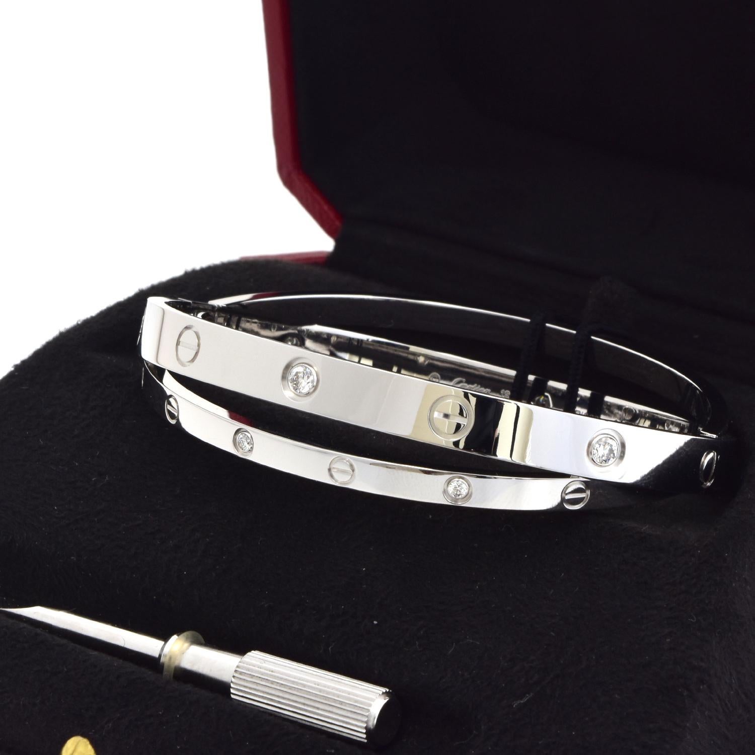 Cartier Love Bracelet, 12 Diamonds White Gold Half Diamond