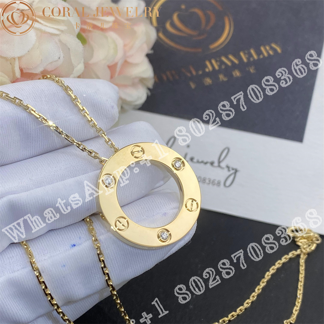 Cartier Love Necklace 3 Diamonds Yellow Gold B7014500 Coral (6)