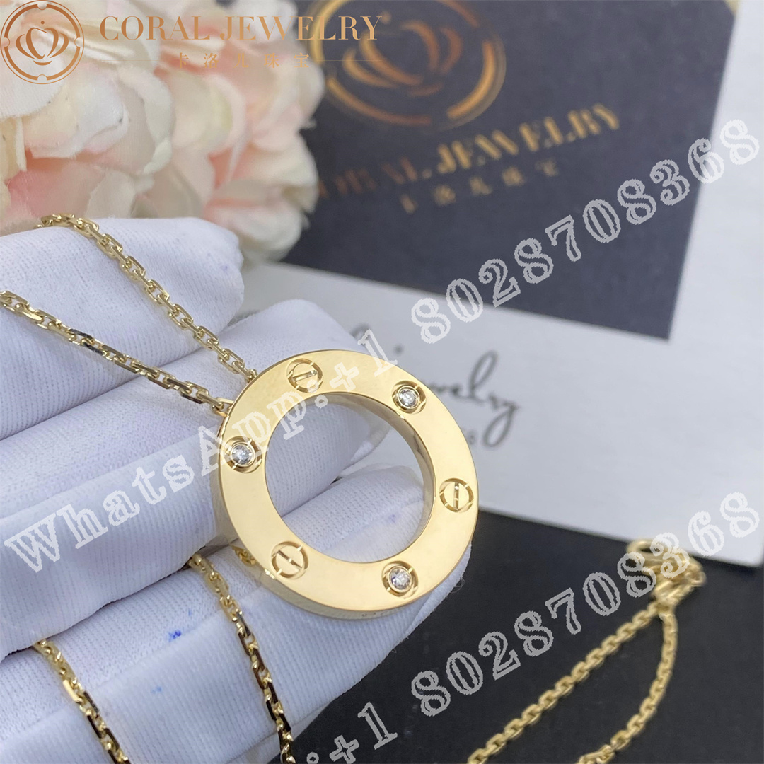 Cartier Love Necklace 3 Diamonds Yellow Gold B7014500 Coral (7)