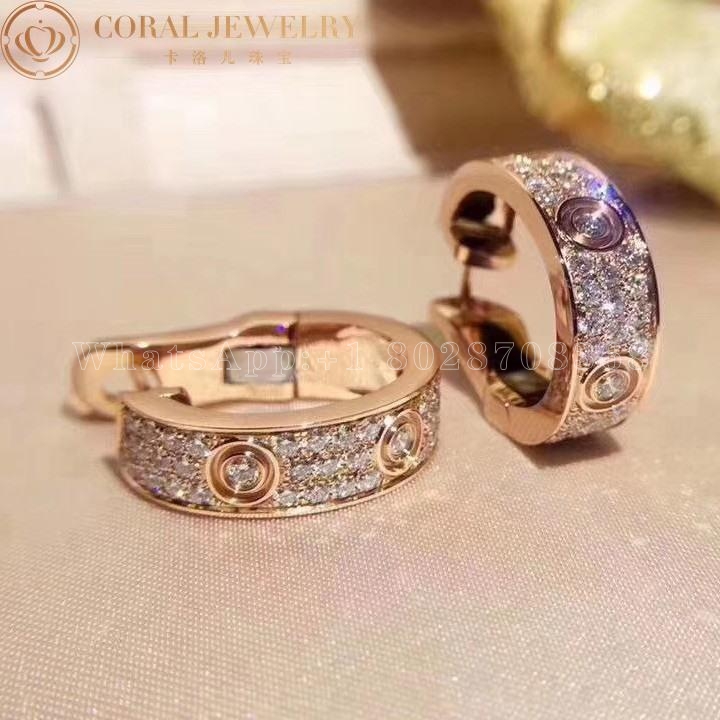 Cartier Love Earrings, Diamonds-Paved, Rose Gold