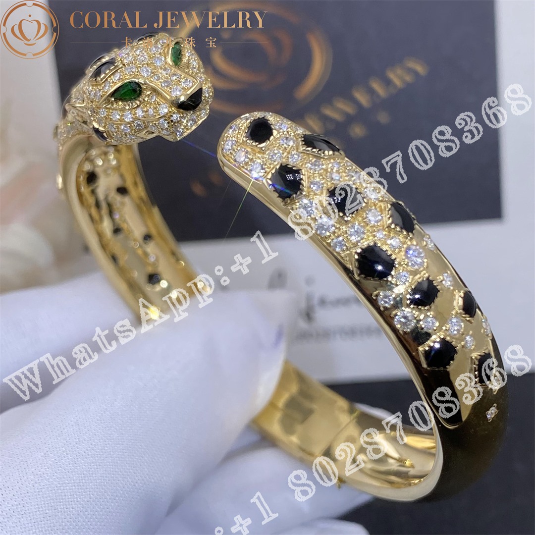 Cartier Panthere De Cartier Bracelet 18k Gold Diamond Onyx Emerald N6715417 Coral (5)