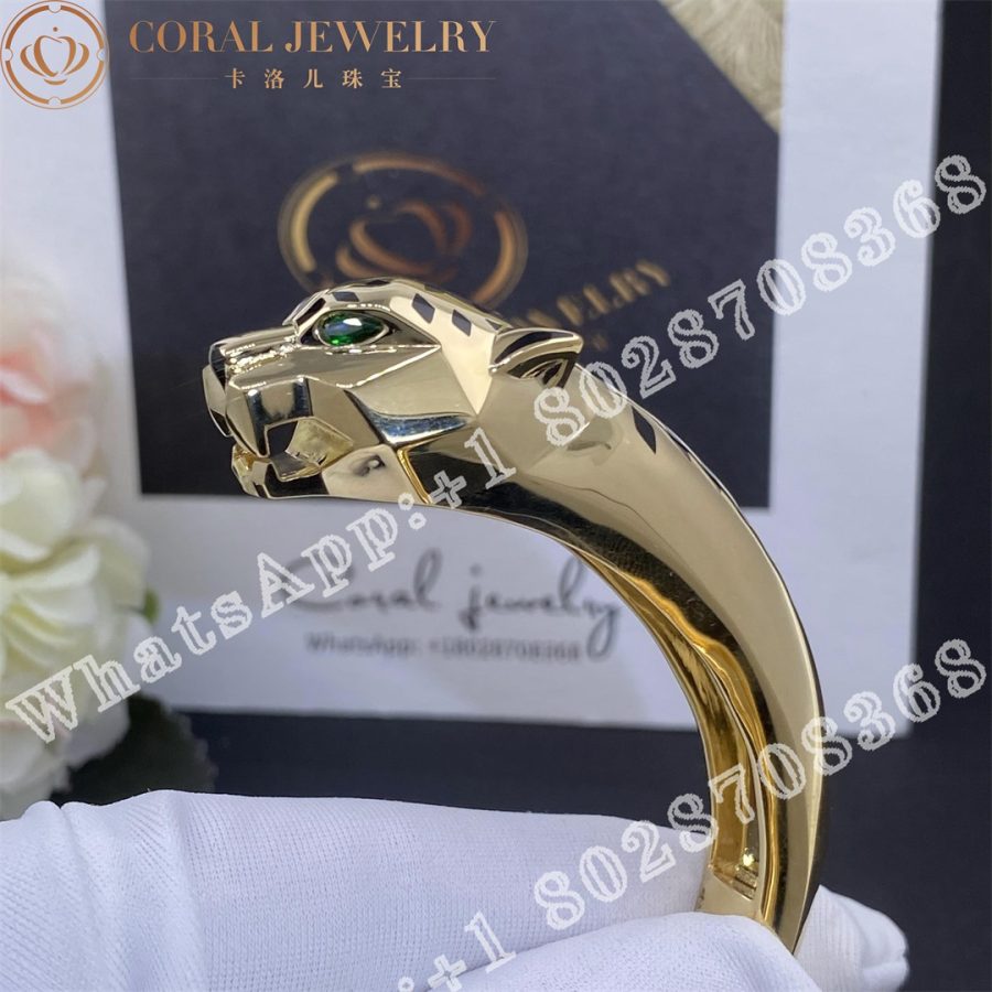 Cartier Panthère De Cartier Bracelet, 18K Yellow Gold Black Lacquer. Tsavorite Garnets, Onyx N6033402 - Image 4