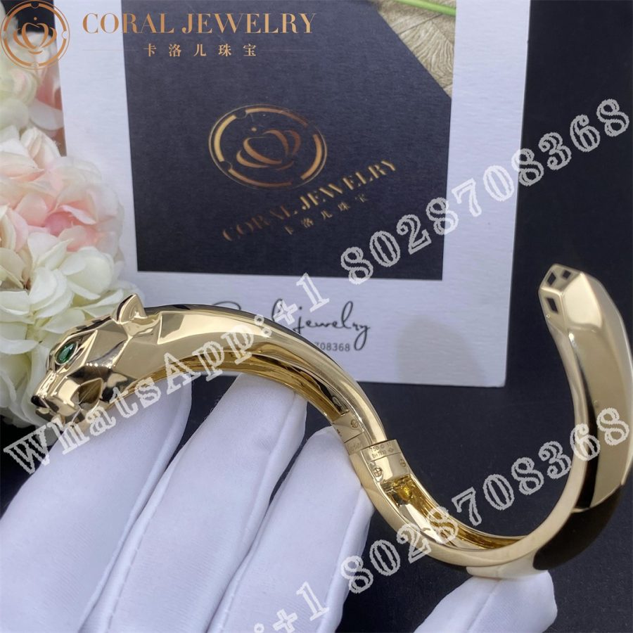 Cartier Panthère De Cartier Bracelet, 18K Yellow Gold Black Lacquer. Tsavorite Garnets, Onyx N6033402 - Image 5