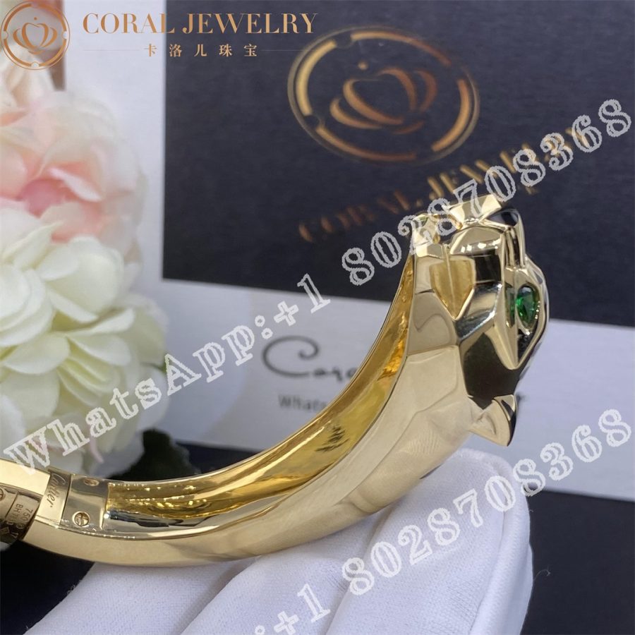 Cartier Panthère De Cartier Bracelet, 18K Yellow Gold Black Lacquer. Tsavorite Garnets, Onyx N6033402 - Image 6