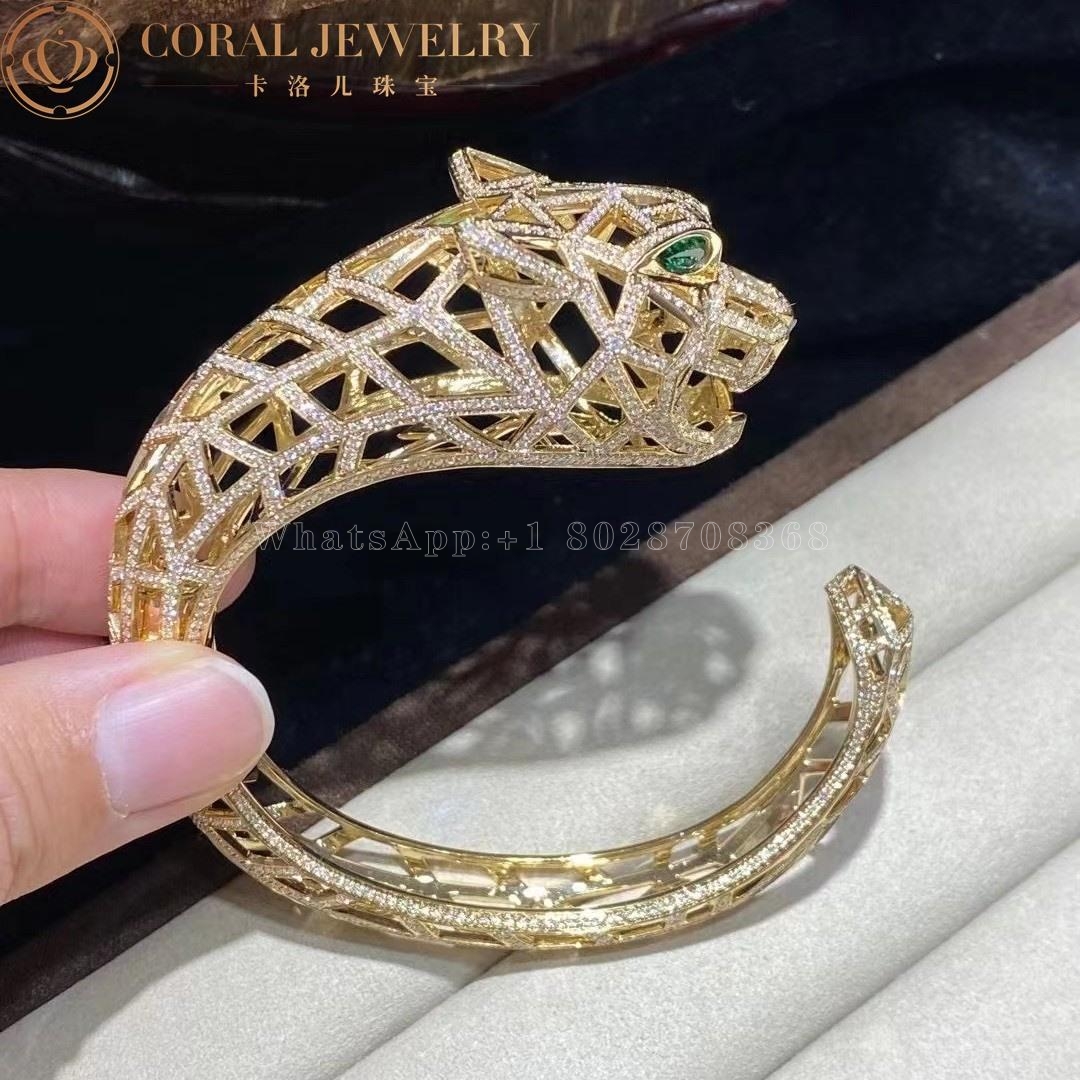 Cartier Panthère De Cartier Bracelet, 18k Yellow Gold Diamond Onyx Emerald H6030217