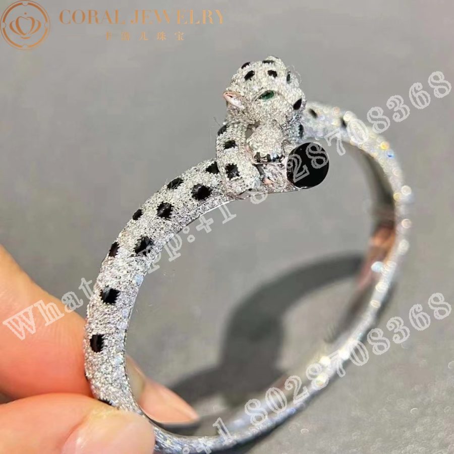 Cartier Panthère De Cartier Bracelet, 18k White Gold, Onyx, Emeralds, Diamonds H6001517 - Image 3