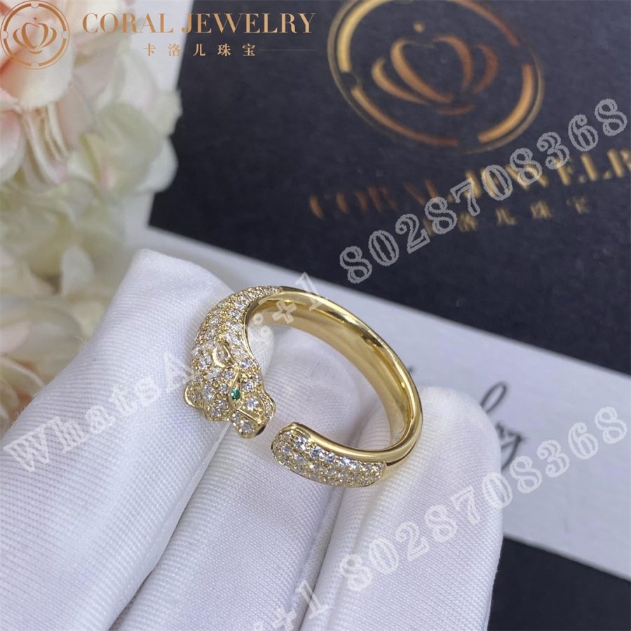 Cartier Panthère De Cartier Ring Yellow Gold, Emeralds, Diamonds Ref. N4765500 - Image 6