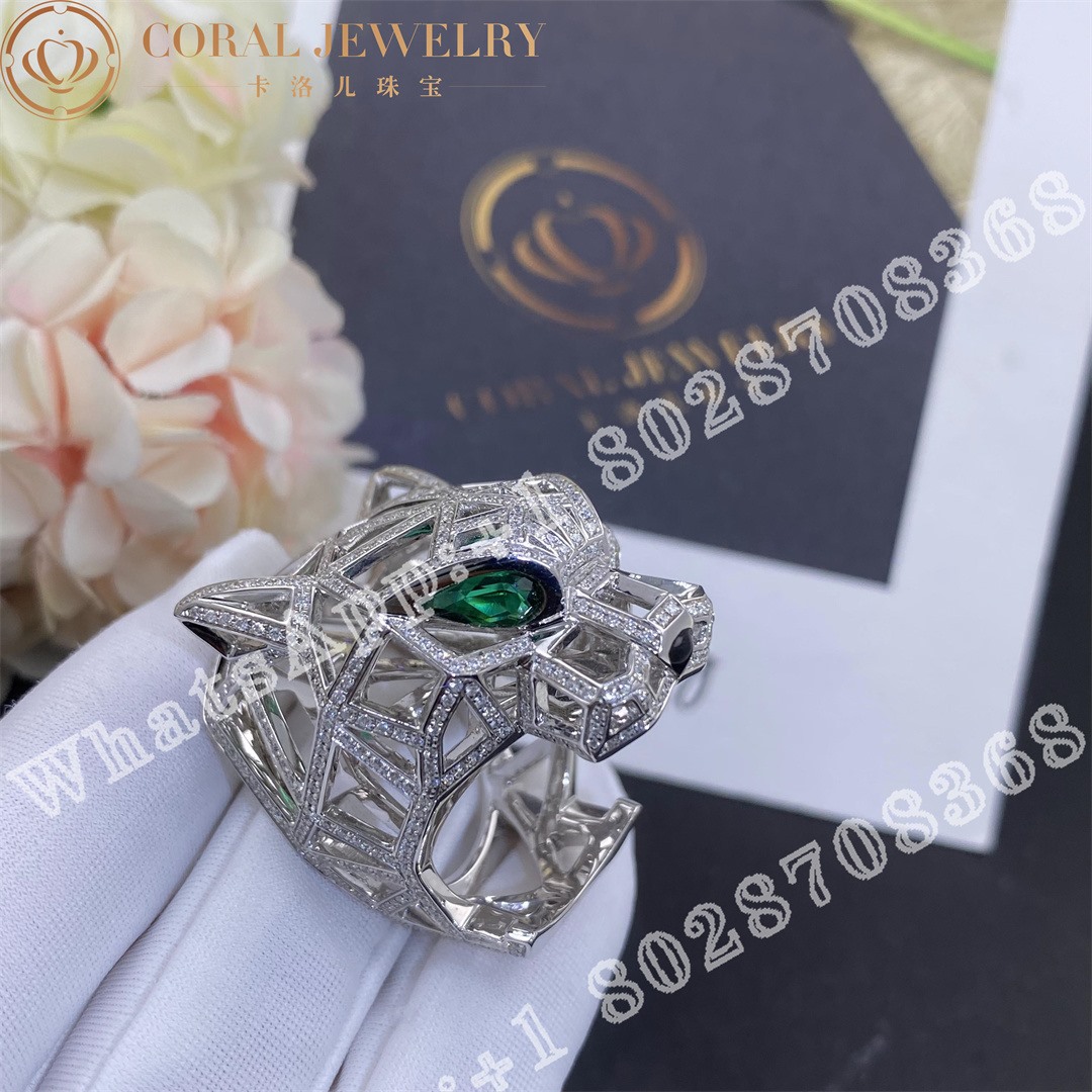 Cartier Panthere De Cartier White Gold Emeralds Onyx Ref N4722400 Coral (14)