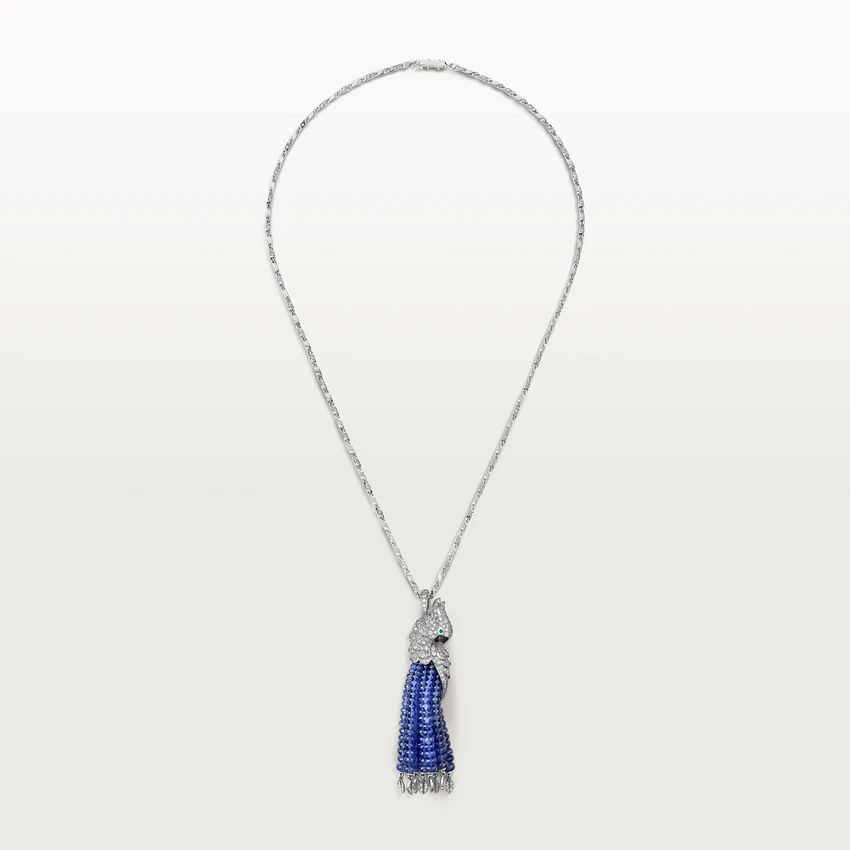 Cartier Les Oiseaux Libérés Necklace, White Gold, Sapphire Diamond Parrot H3000007