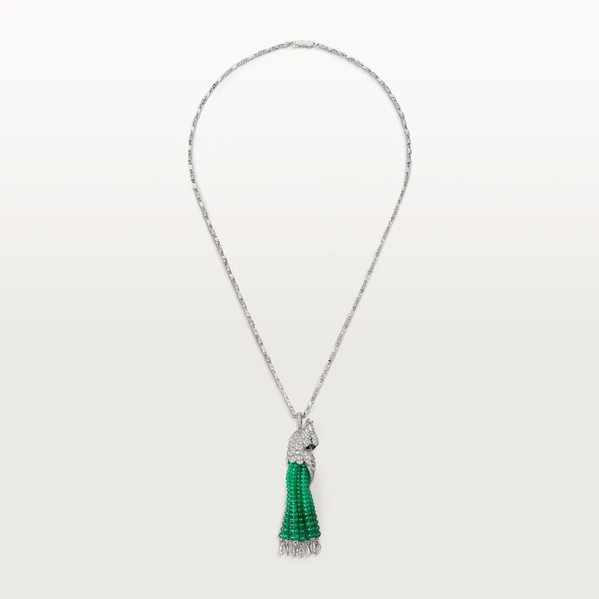 Cartier Les Oiseaux Libérés Necklace, White Gold, Grey Mother-of Pearl, Emeralds, Diamonds Ref. H3000008