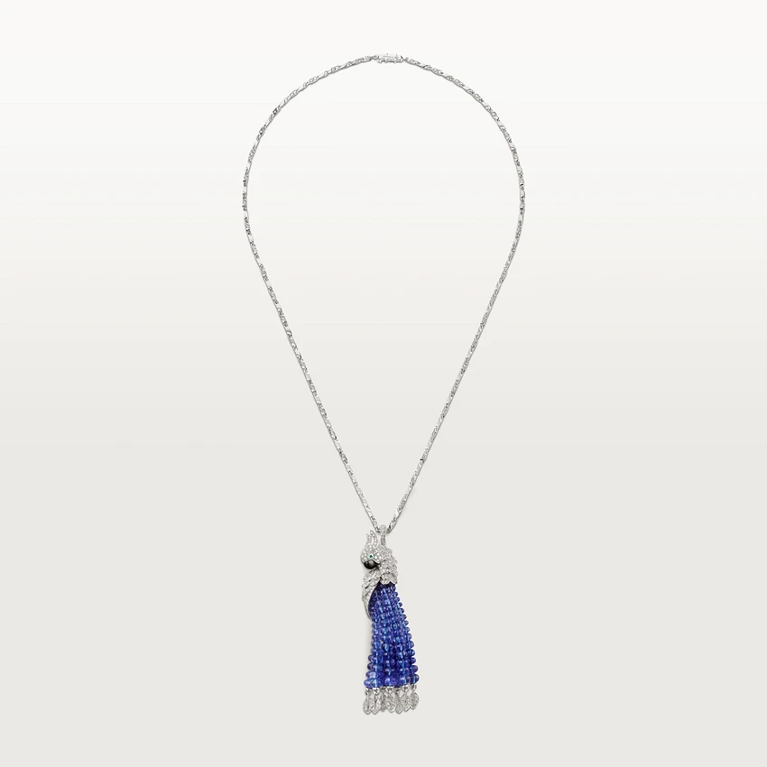 Cartier Les Oiseaux Libérés Necklace, White Gold, Sapphire Diamond Parrot H3000004