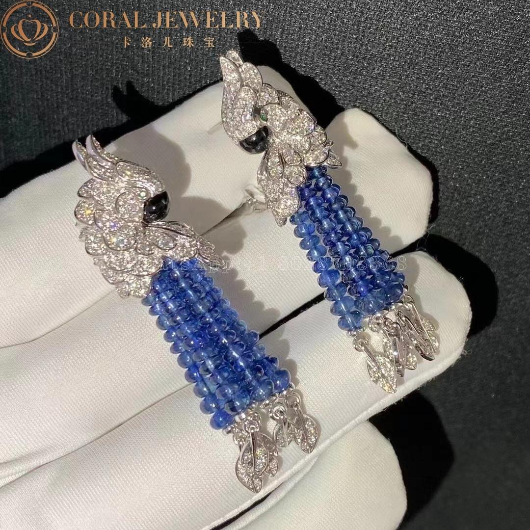 Cartier Les Oiseaux Libérés Earrings White Gold, Emeralds, Sapphire, Diamonds H8000128