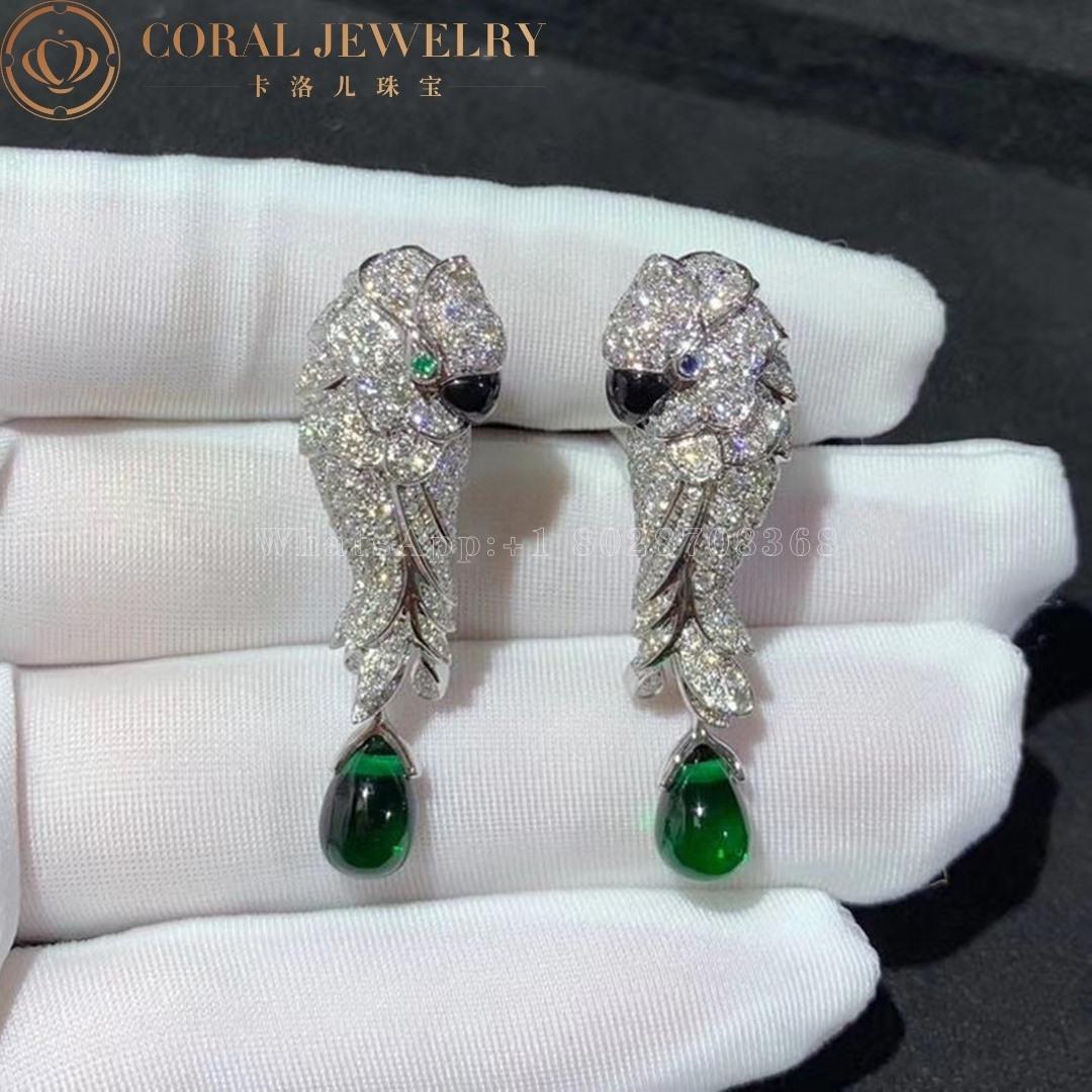 Cartier Les Oiseaux Libérés Earrings White Gold, Emeralds, Sapphires, Mother-of-pearl, Diamonds H8000125