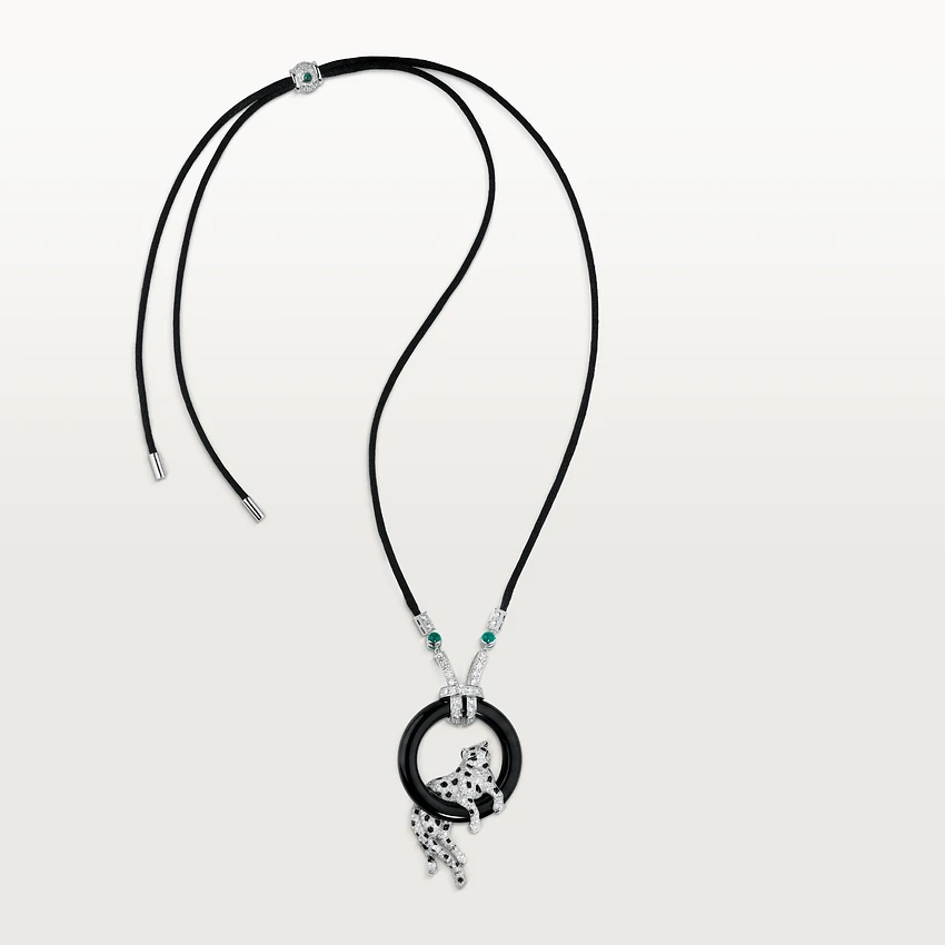 Cartier Panthère De Cartier Necklace, Platinum Emeralds Onyx Diamonds HP700834