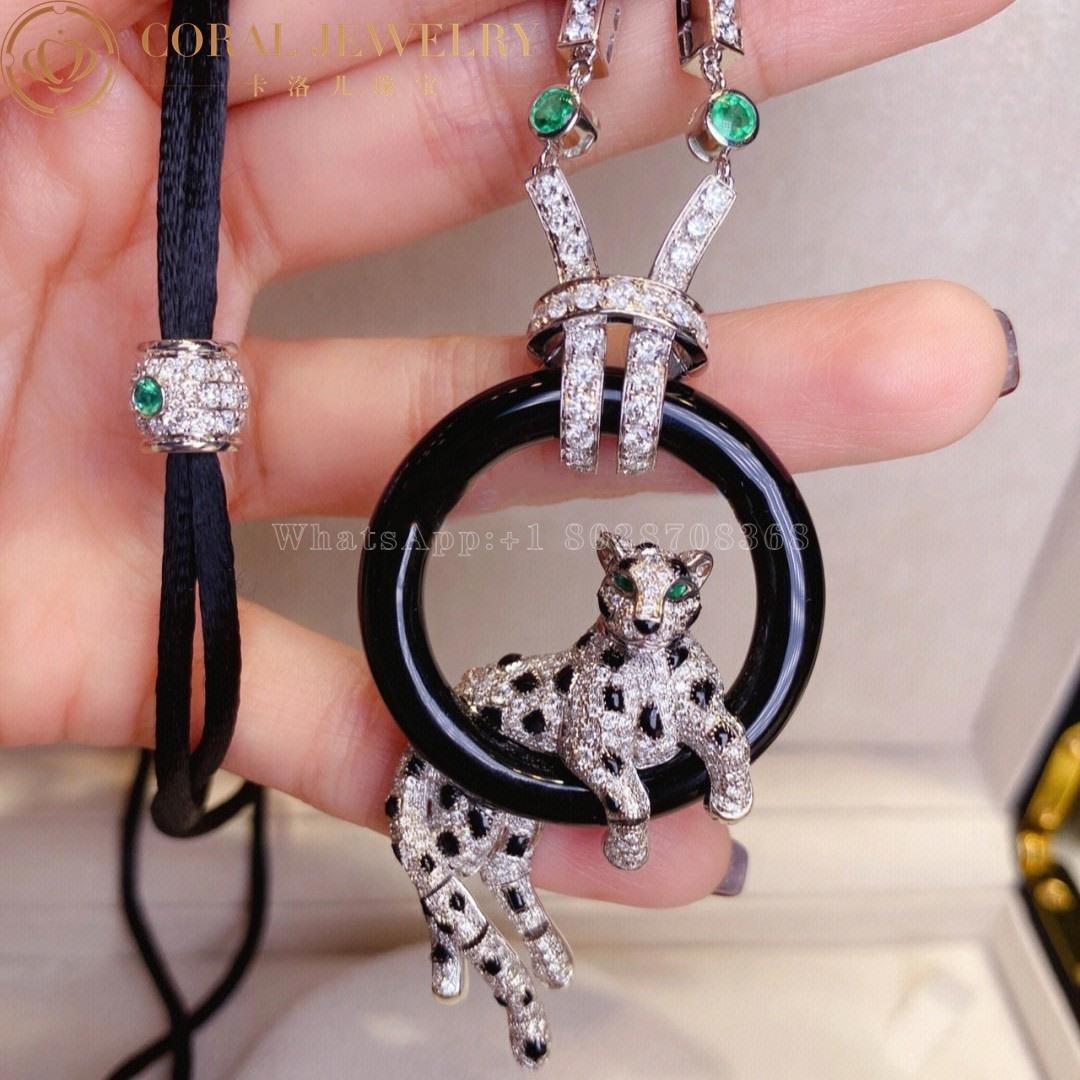 Cartier Panthère De Cartier Necklace, Platinum Emeralds Onyx Diamonds HP700834