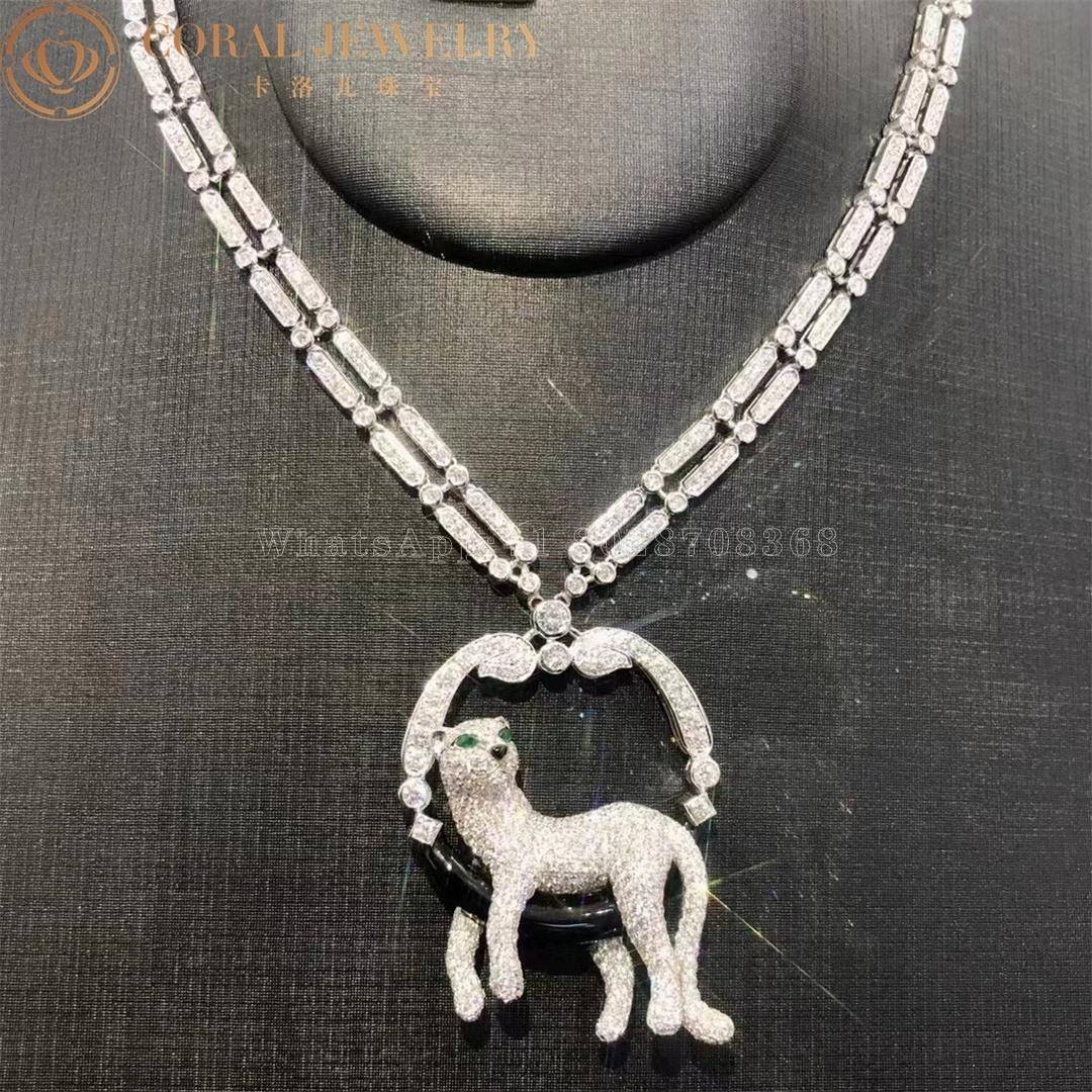 Cartier Panthère De Cartier Necklace, Platinum Emeralds Onyx Diamonds HP700939