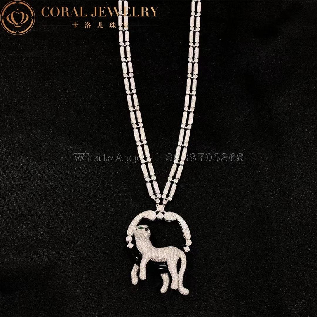 Cartier Panthère De Cartier Necklace, Platinum Emeralds Onyx Diamonds HP700939