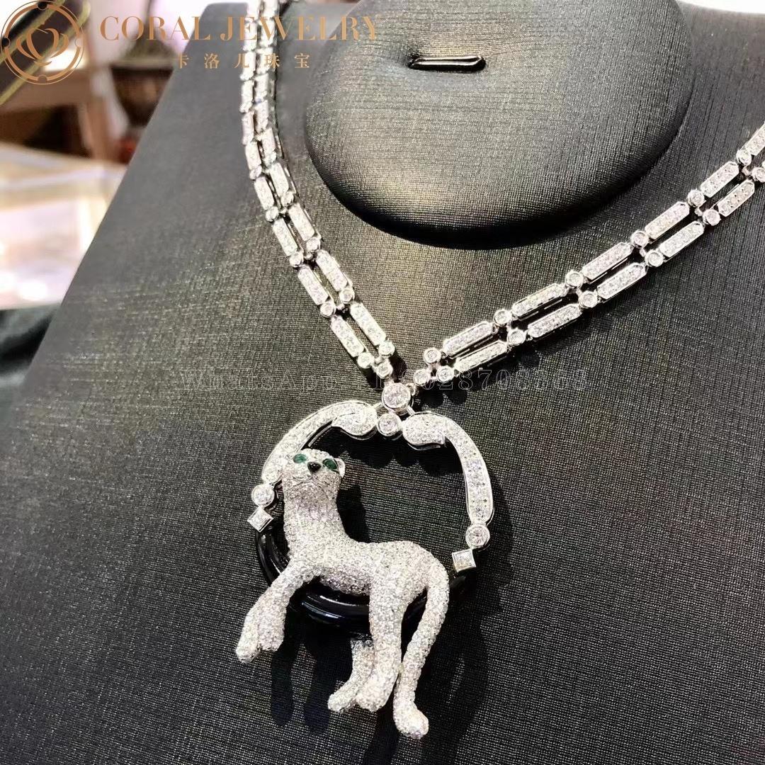 Cartier Panthère De Cartier Necklace, Platinum Emeralds Onyx Diamonds HP700939