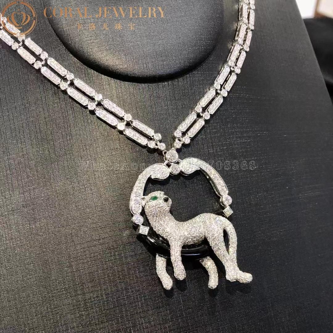 Cartier Panthère De Cartier Necklace, Platinum Emeralds Onyx Diamonds HP700939