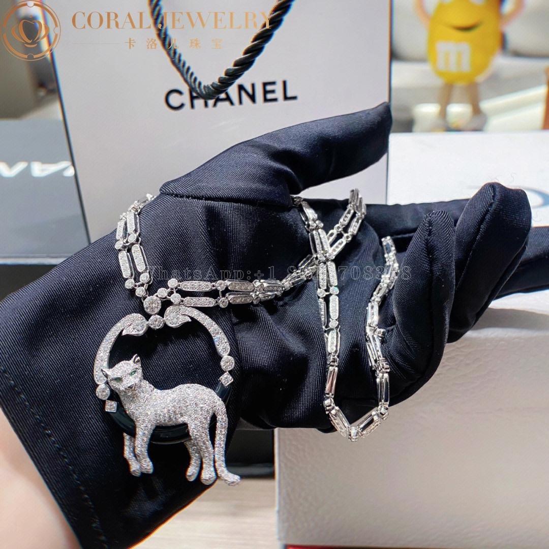 Cartier Panthère De Cartier Necklace, Platinum Emeralds Onyx Diamonds HP700939