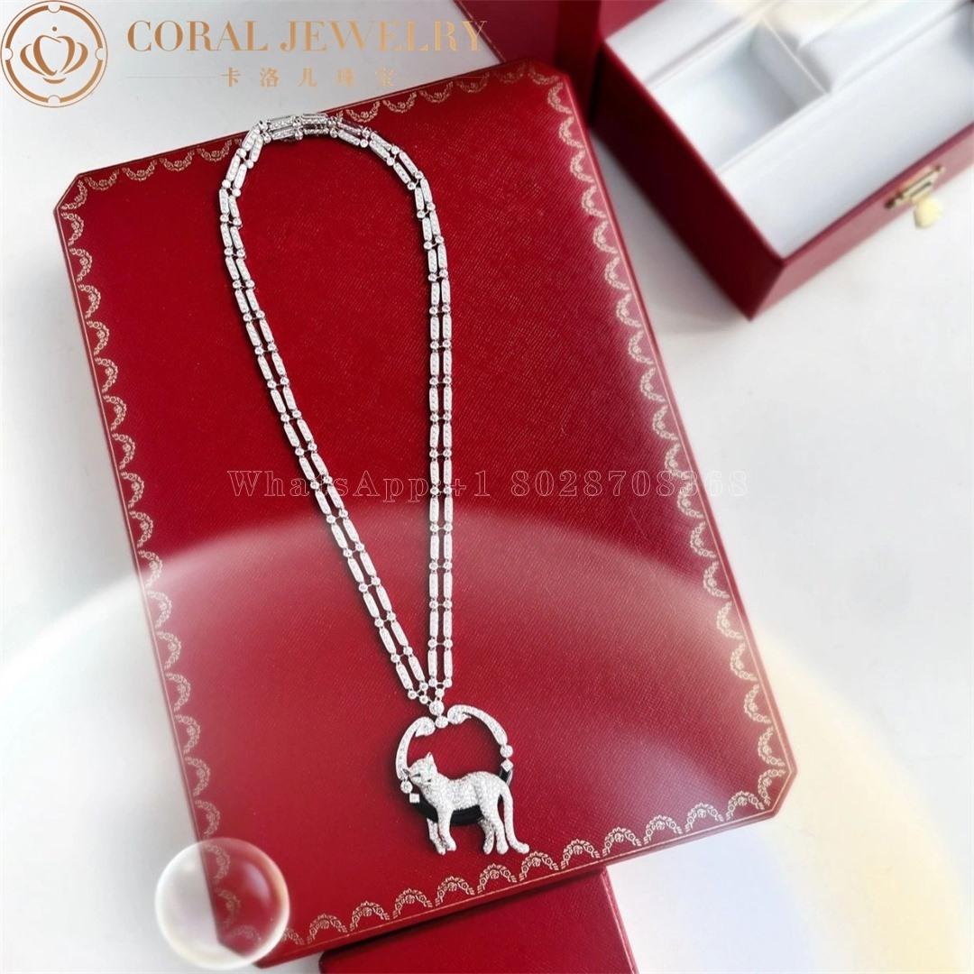 Cartier Panthère De Cartier Necklace, Platinum Emeralds Onyx Diamonds HP700939