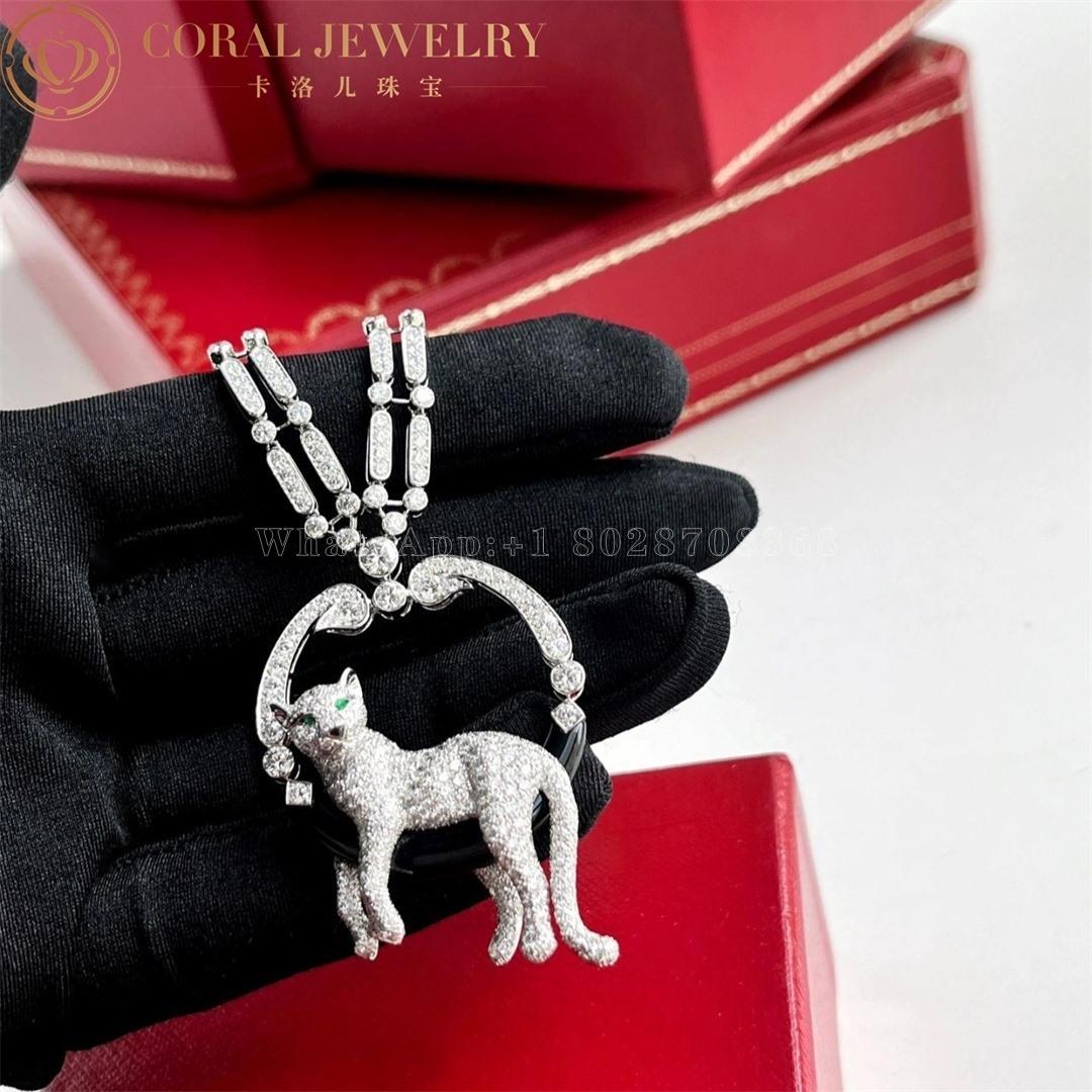 Cartier Panthère De Cartier Necklace, Platinum Emeralds Onyx Diamonds HP700939