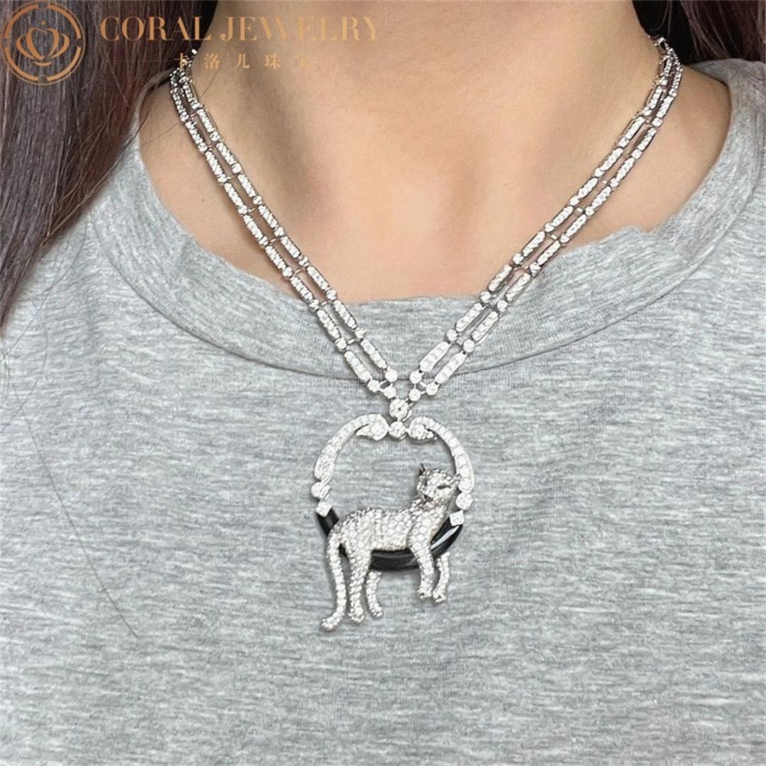 Cartier Panthère De Cartier Necklace, Platinum Emeralds Onyx Diamonds HP700939