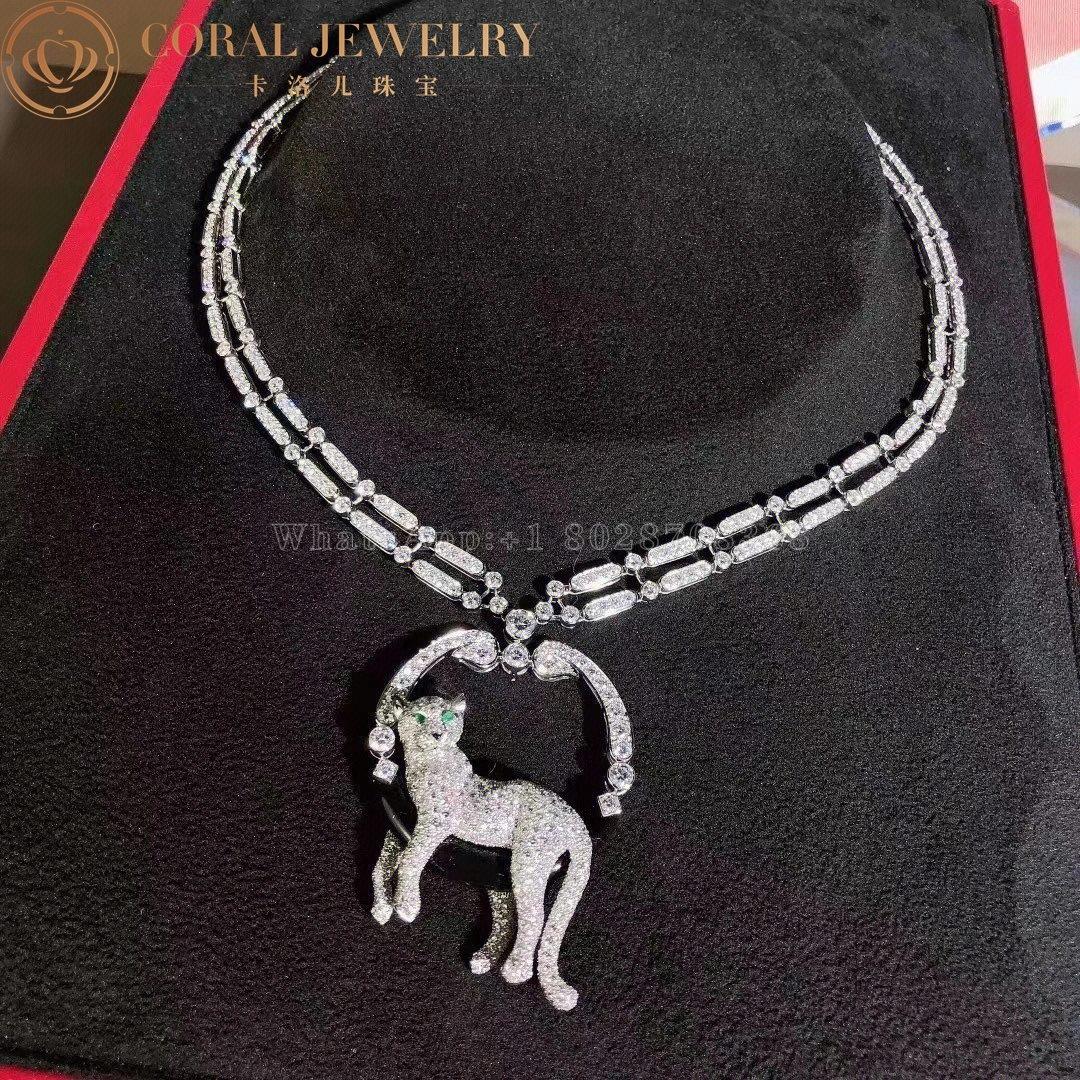 Cartier Panthère De Cartier Necklace, Platinum Emeralds Onyx Diamonds HP700939