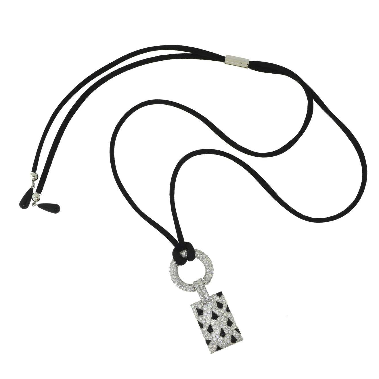 Cartier Panthère De Cartier Necklace, White Gold Diamond and Onyx Panthere Pendant N3014600