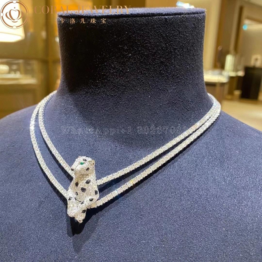 Cartier Panthère De Cartier Necklace, White Gold Diamonds High Jewelry H7000539