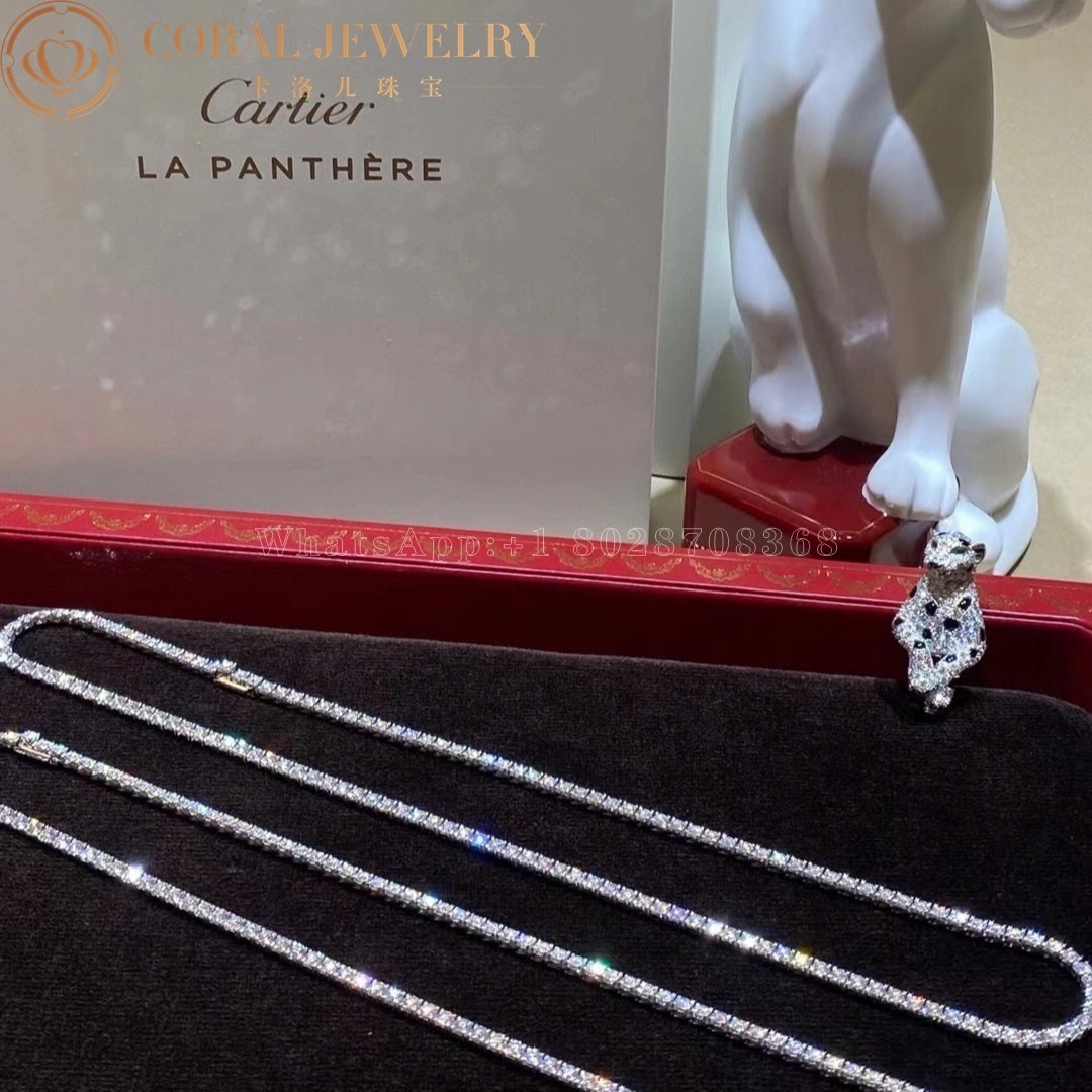 Cartier Panthère De Cartier Necklace, White Gold Diamonds High Jewelry H7000539