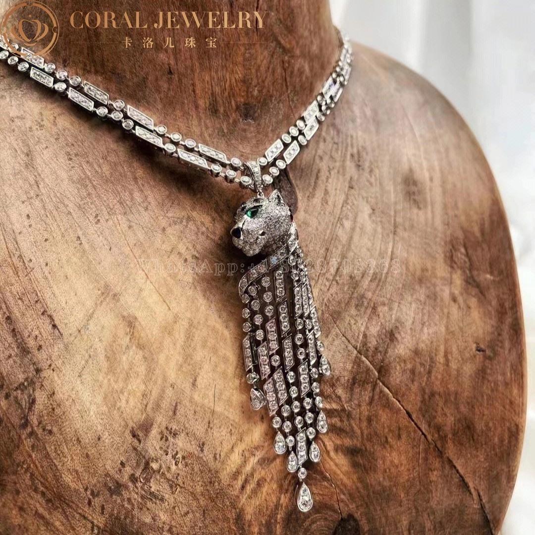 Cartier Panthère De Cartier Necklace, White Gold Diamonds High Jewelry H7000546