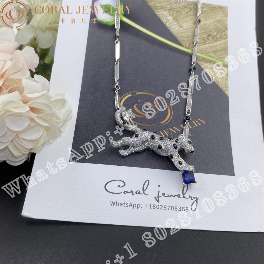 Cartier Panthère De Cartier Necklace, White Gold Sapphire and Diamonds H7000322 - Image 5