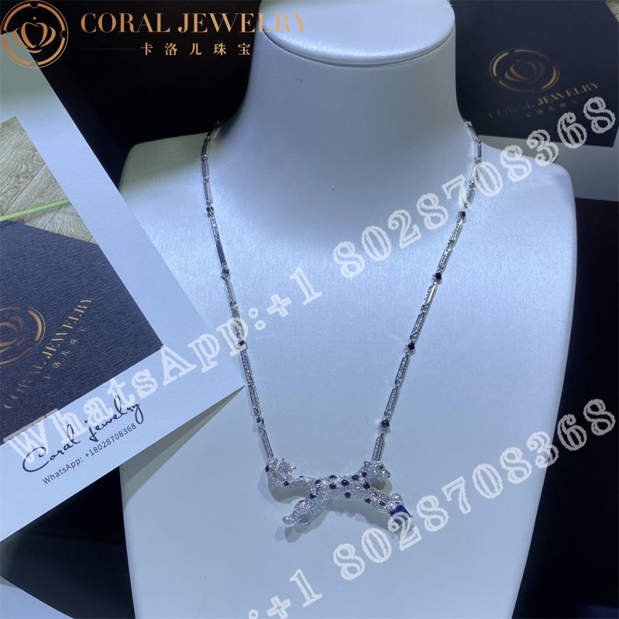 Cartier Panthère De Cartier Necklace, White Gold Sapphire and Diamonds H7000322 - Image 8