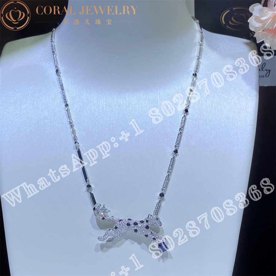 Cartier Panthère De Cartier Necklace, White Gold Sapphire and Diamonds H7000322 - Image 9