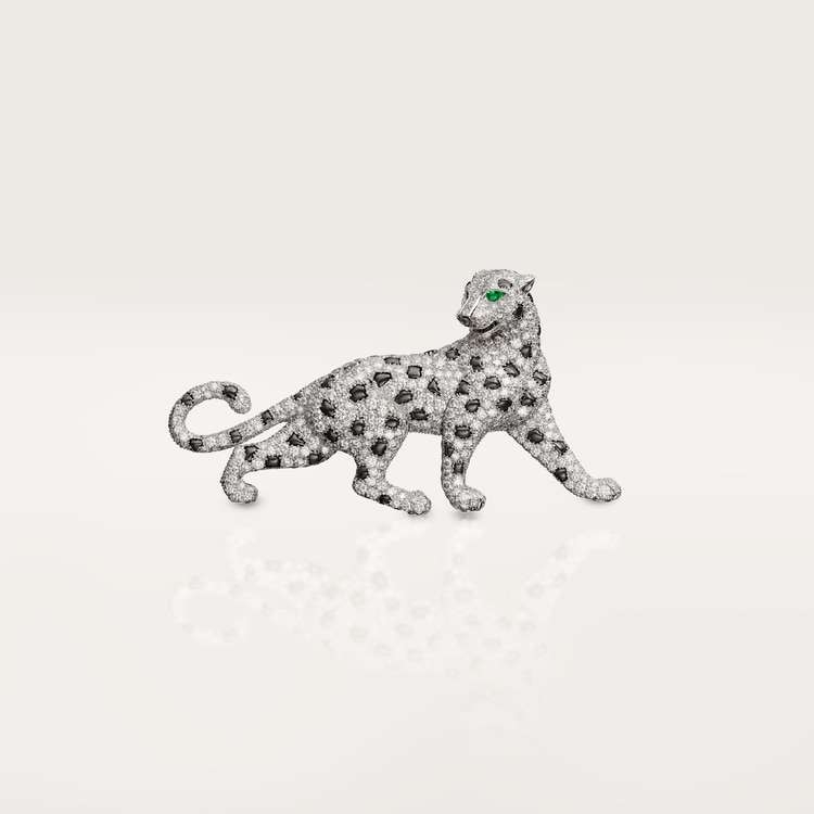 Cartier Panthère De Cartier Brooch, White Gold, Emeralds, Onyx, Diamonds Ref. H5000026