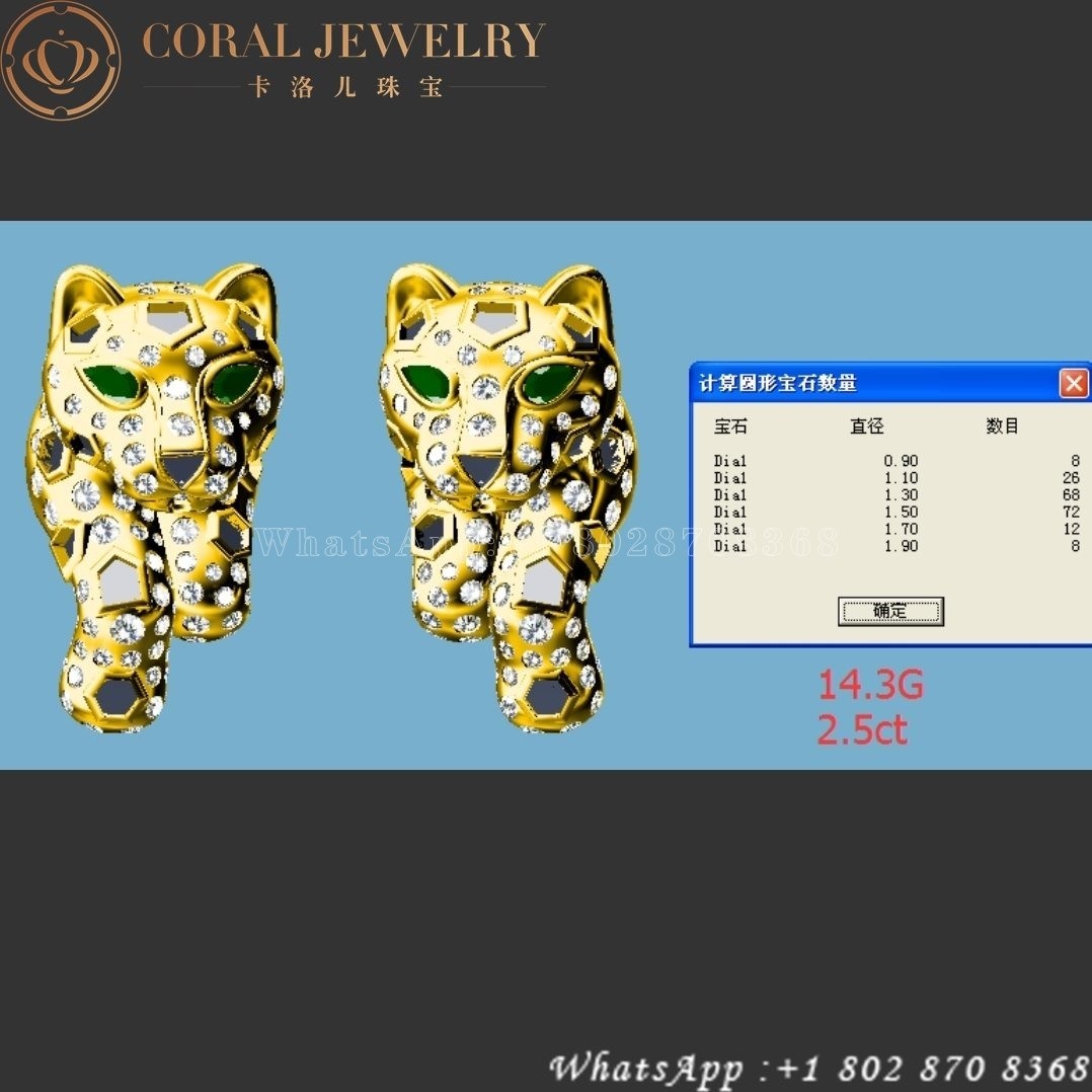 Cartier Panthère de Cartier Earrings, Yellow Gold, Vintage Diamond Pave Diamond