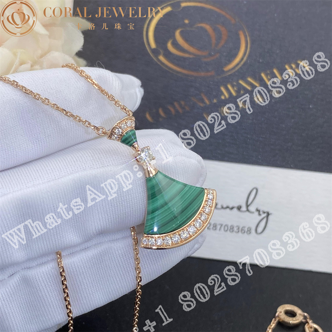 Bulgari Divas Dream Necklace Rose Gold Malachite And Diamonds Ref 351143 Coral (9)