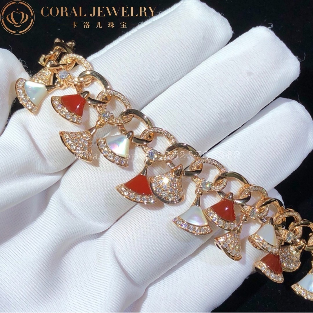 Bulgari Divas' Dream Bracelet Rose Gold with Carnelian Mother-of-pearl and Diamonds High Jewelry Ref.: BR858051