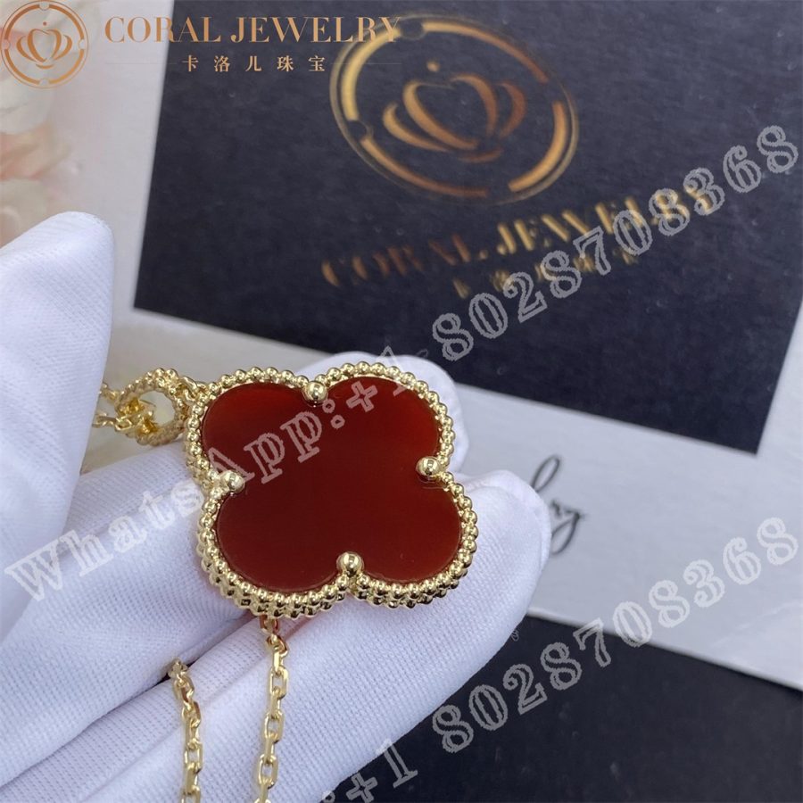 Van Cleef & Arpels Magic Alhambra long necklace, 1 motif Yellow Gold,  Carnelian VCARO49N00 - Image 4