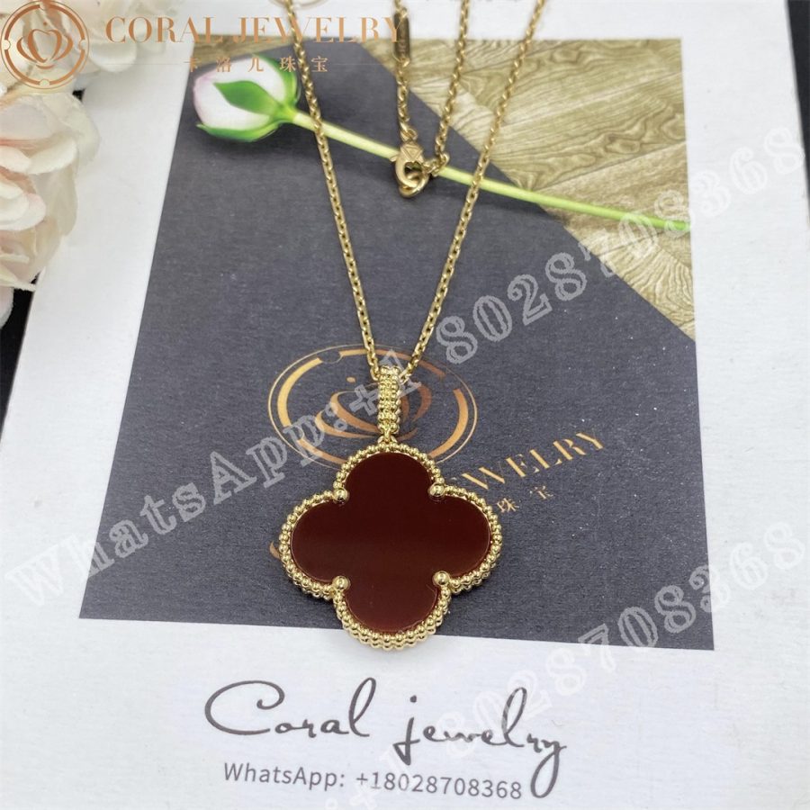 Van Cleef & Arpels Magic Alhambra long necklace, 1 motif Yellow Gold,  Carnelian VCARO49N00 - Image 5
