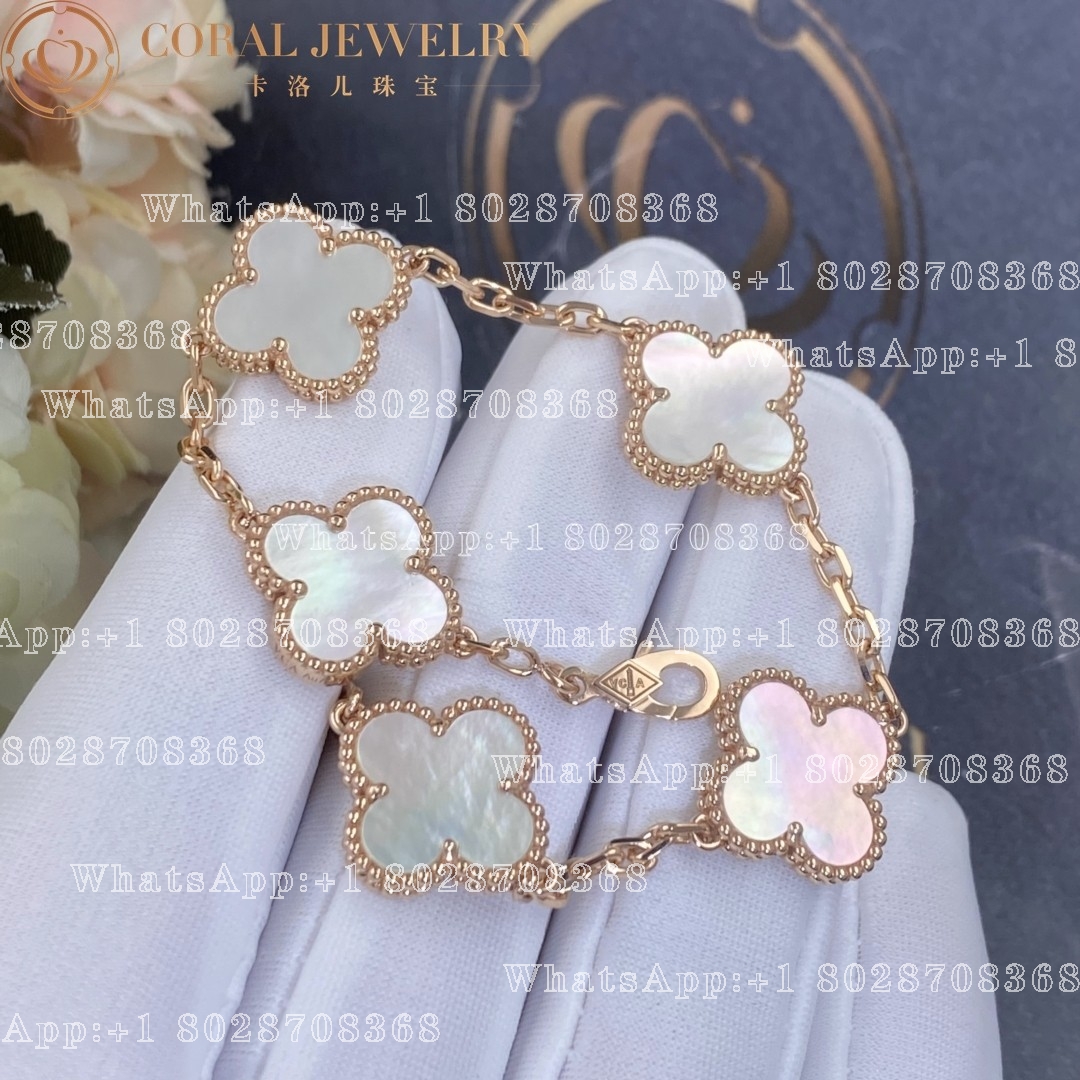 Van Cleef & Arpels Vintage Alhambra bracelet, 5 motifs Rose gold, Mother-of-pearl VCARA41800