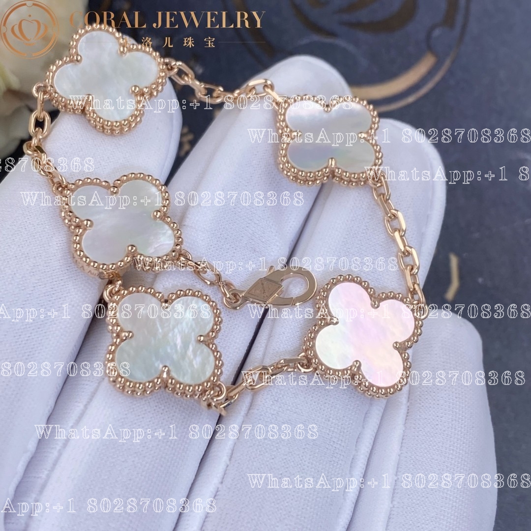 Van Cleef & Arpels Vintage Alhambra bracelet, 5 motifs Rose gold, Mother-of-pearl VCARA41800