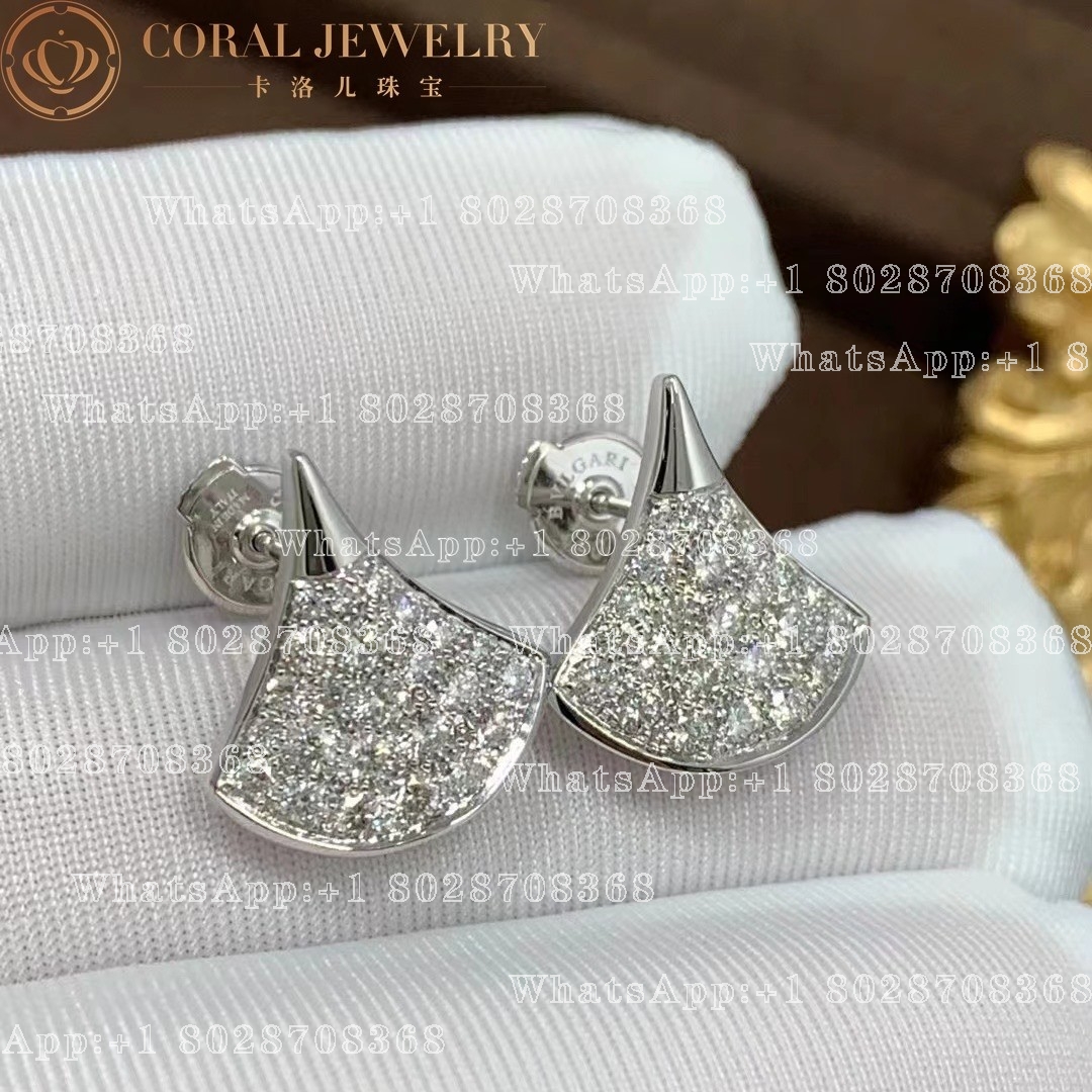 Bulgari Divas' Dream Earrings Pave Diamonds 18K White Gold 352602 OR857536