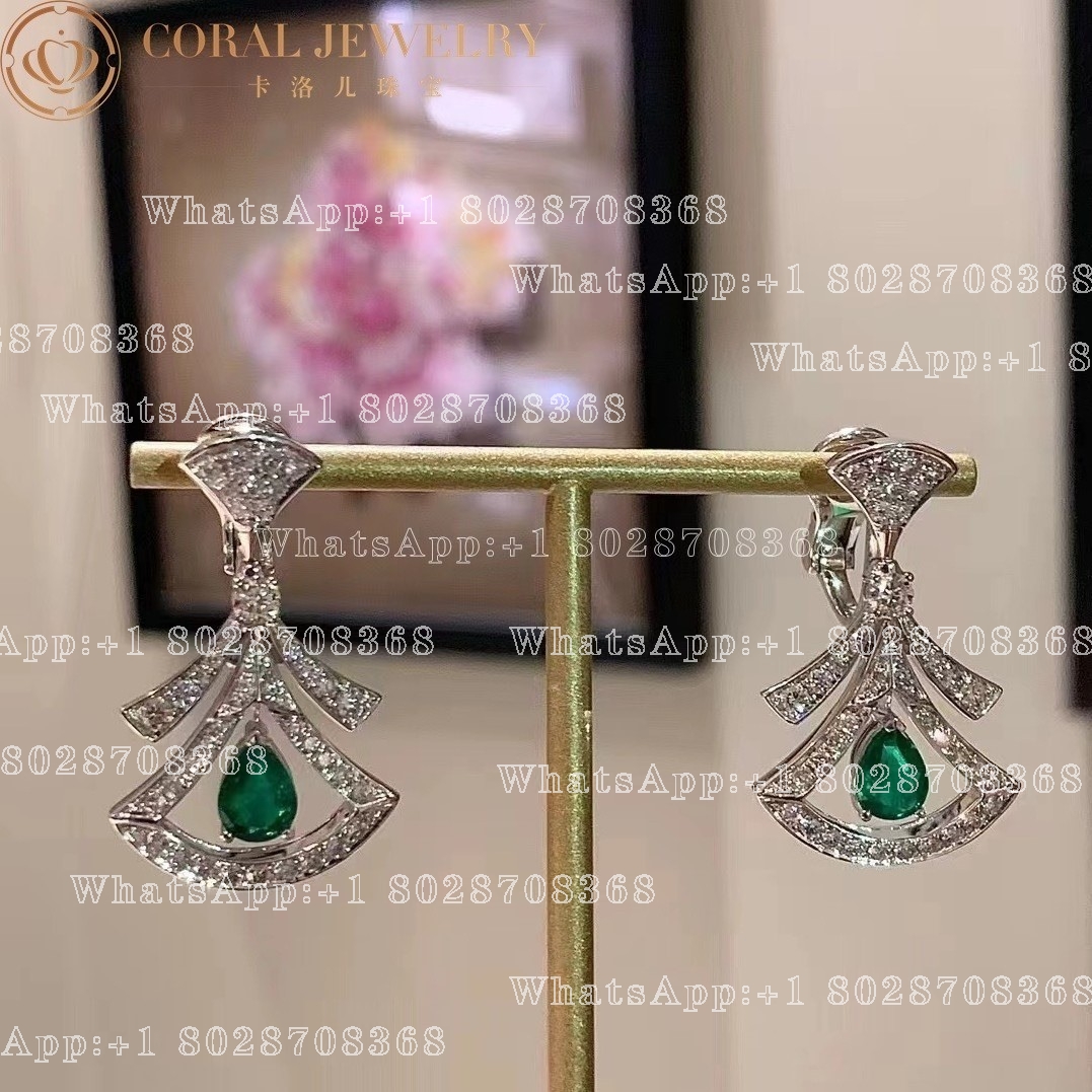 Bulgari Divas' Dream Earrings White Gold Diamonds Emeralds Ref.: 356956