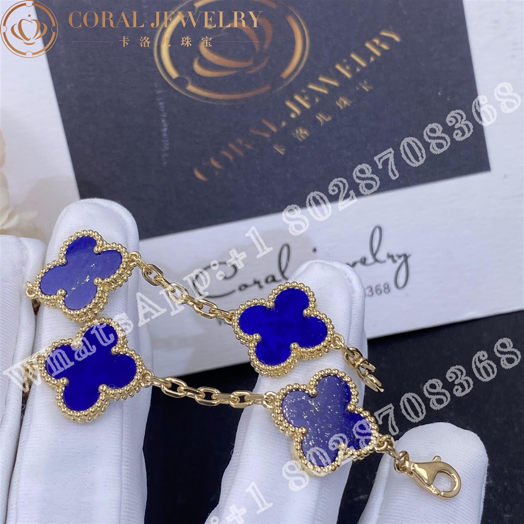 Van Cleef & Arpels Vintage Alhambra bracelet, 5 motifs Yellow gold, Lapis Lazuli - Image 3